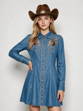 Load image into Gallery viewer, BLUE B - EMBROIDERED LONG SLEEVE DRESS

