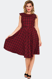 VOODOO VIXEN - WIDE COLLAR PLAID DRESS