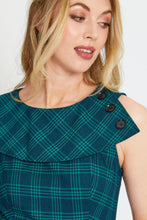 Load image into Gallery viewer, VOODOO VIXEN - WIDE COLLAR GREEN PLAID DRESS
