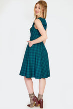 Load image into Gallery viewer, VOODOO VIXEN - WIDE COLLAR GREEN PLAID DRESS
