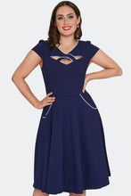 Load image into Gallery viewer, VOODOO VIXEN - CROSSOVER NAVY DRESS
