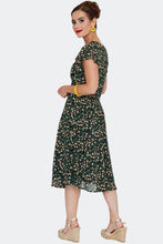 Load image into Gallery viewer, VOODOO VIXEN - GREEN FLORAL FLUTTER SLEEVE DRESS
