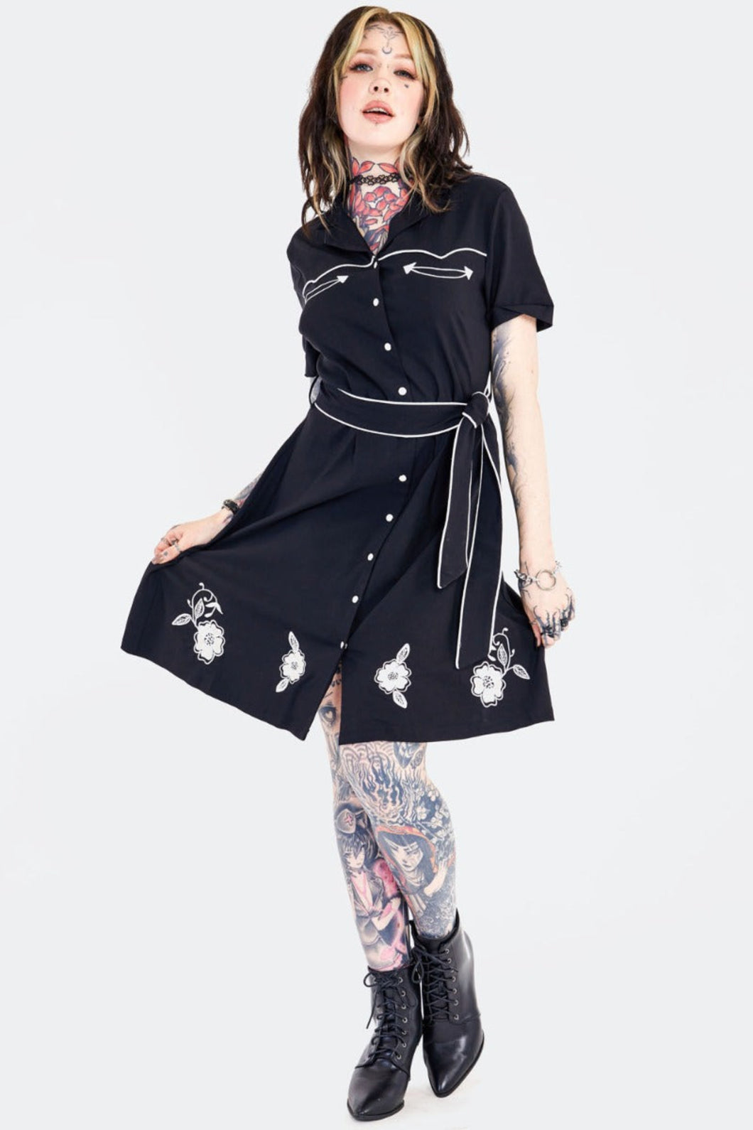 JAWBREAKER - WESTERN FLOWERS SHIRT DRESS