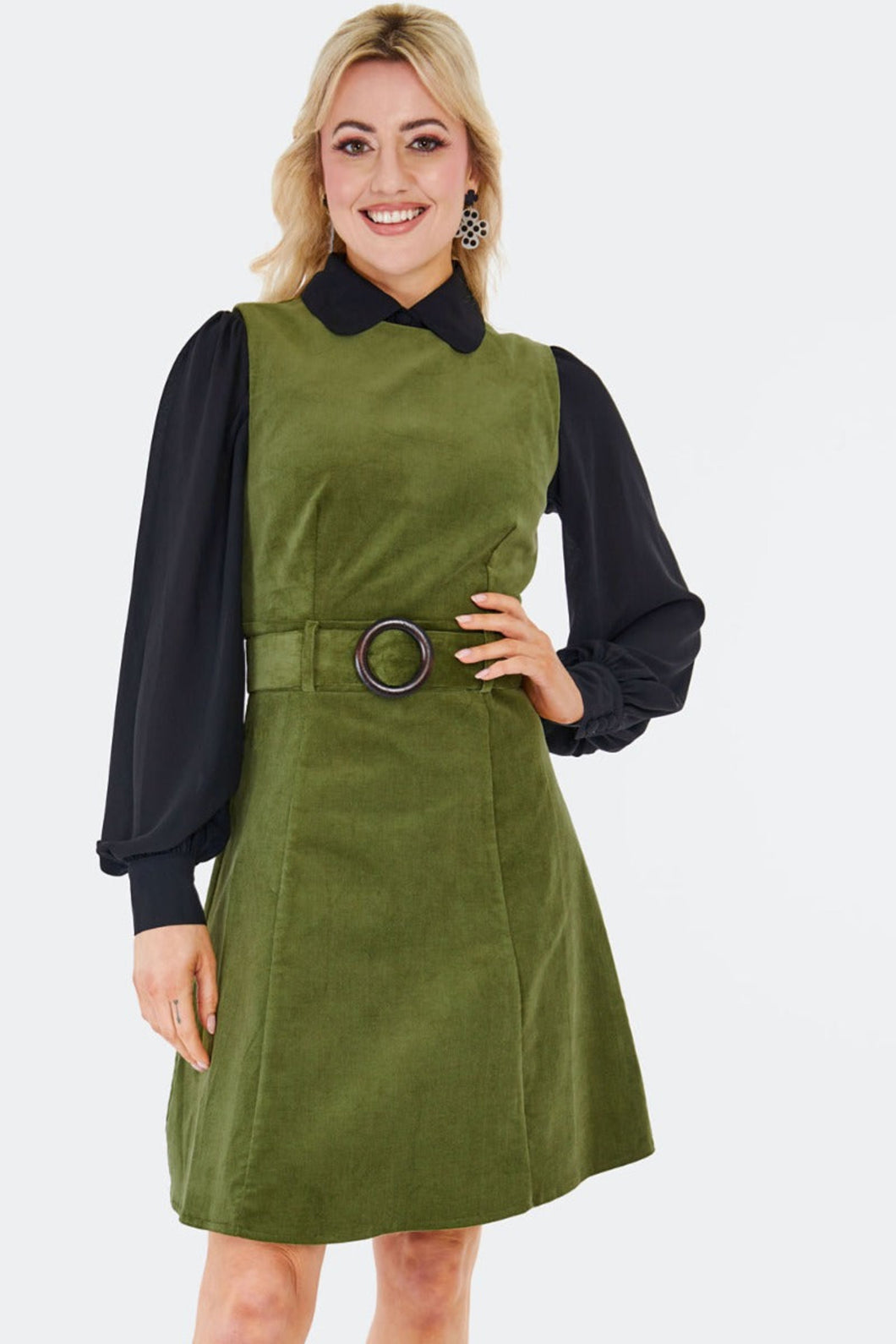 VOODOO VIXEN - GREEN CORDUROY DRESS