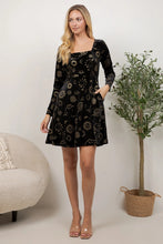 Load image into Gallery viewer, LA SOUL - BLACK VELVET CELESTIAL DRESS

