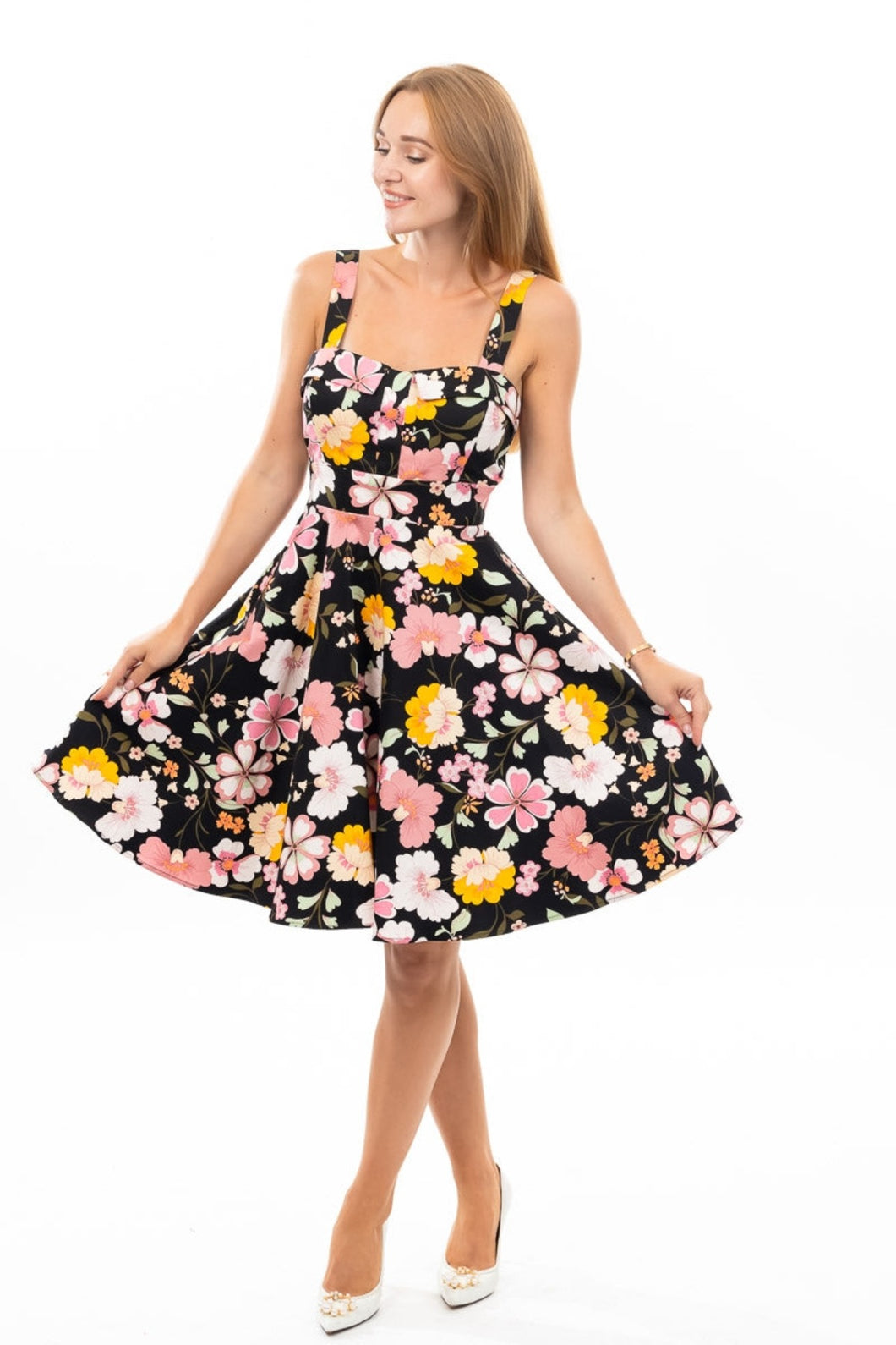 EVA ROSE- PINK FLORAL ON BLACK