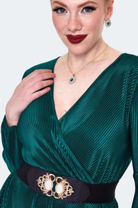 VOODOO VIXEN - GREEN PLEATED DRESS