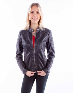 SCULLY- LAMB LEATHER SNAP COLLAR JACKET