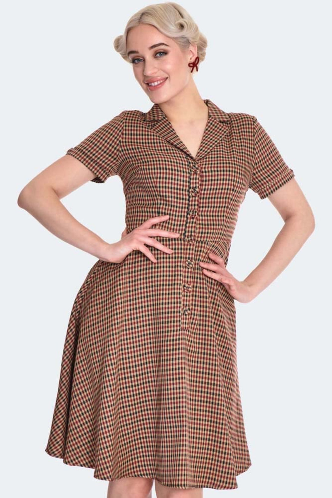 VOODOO VIXEN - BUTTON UP PLAID DRESS