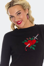 Load image into Gallery viewer, VOODOO VIXEN - HEART &amp; DAGGER SWEATER TOP
