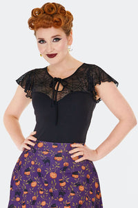 VOODOO VIXEN - WEB FLUTTER SLEEVE TOP