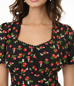 UNIQUE VINTAGE - STRAWBERRY PRINT MIDI