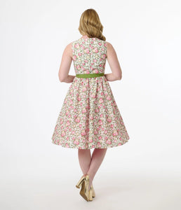 UNIQUE VINTAGE - PINK FLORAL DRESS