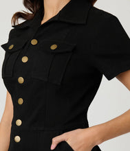 Load image into Gallery viewer, UNIQUE VINTAGE -BLACK DENIM ROMPER
