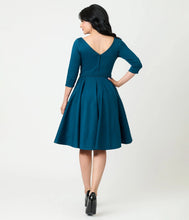 Load image into Gallery viewer, UNIQUE VINTAGE - TEAL SWING DRESS
