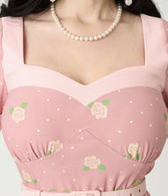 Load image into Gallery viewer, UNIQUE VINTAGE - PINK ROSE PRINT DRESS

