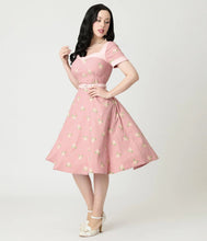 Load image into Gallery viewer, UNIQUE VINTAGE - PINK ROSE PRINT DRESS
