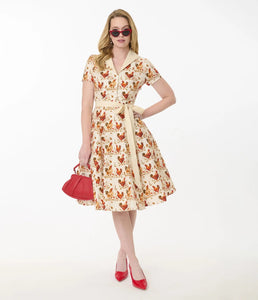 UNIQUE VINTAGE - ROOSTER SWING DRESS