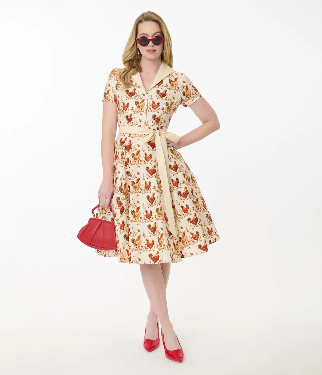 UNIQUE VINTAGE - ROOSTER SWING DRESS