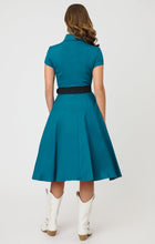 Load image into Gallery viewer, UNIQUE VINTAGE - WESTERN TEAL FRINGE DRESS
