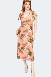 FINAL SALE VOODOO VIXEN- PEACH TROPICAL MIDI