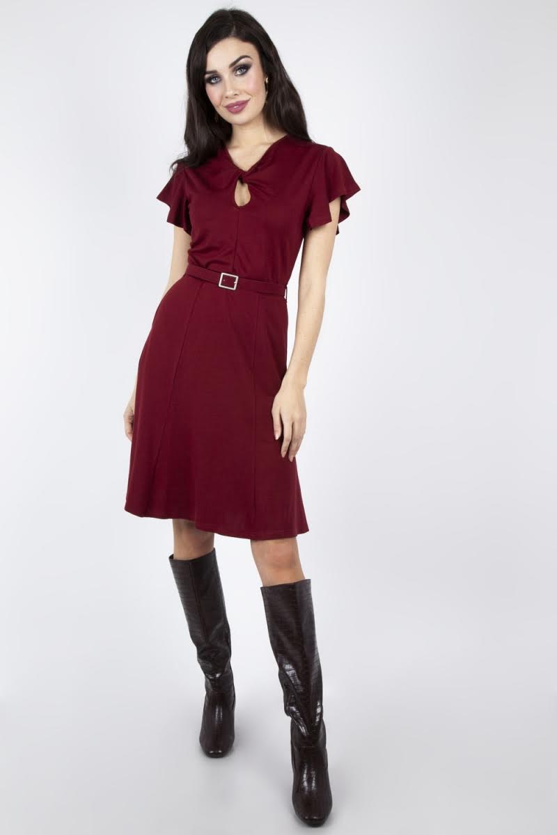 FINAL SALE VOODOO VIXEN- TWIST DRESS BURGUNDY