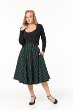 Load image into Gallery viewer, TIMELESS- GREEN AND BLUE PLAID SWING SKIRT
