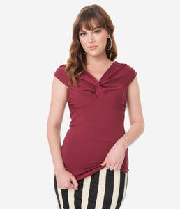 FINAL SALE VOODOO VIXEN- BRIANNA BURGUNDY TOP