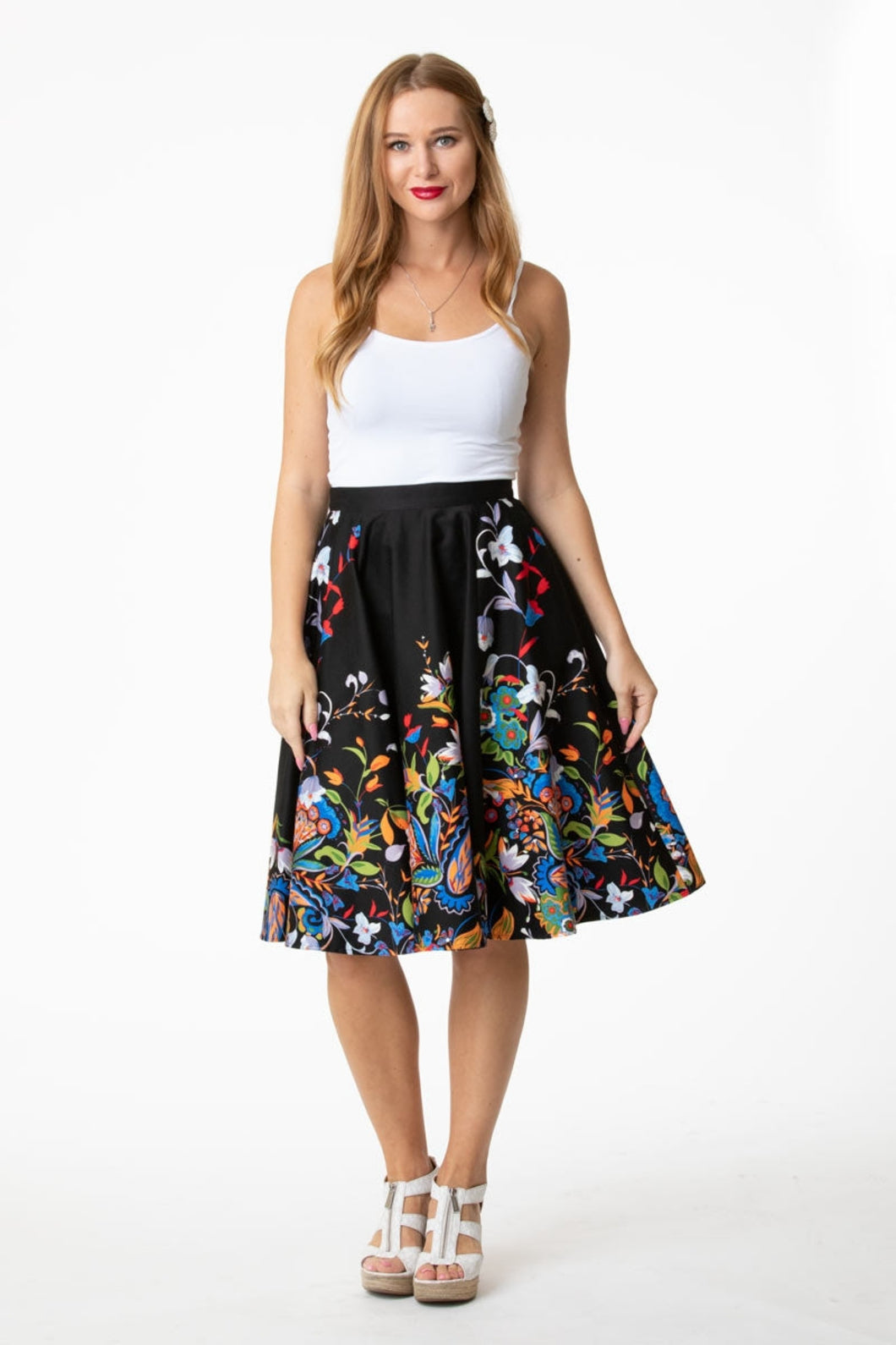 EVA ROSE- BLACK W/ FLORAL SKIRT