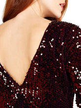 Load image into Gallery viewer, FINAL SALE APRICOT- SEQUIN BURGUNDY DRESS
