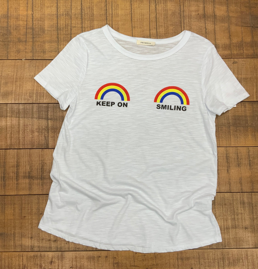 KEEP ON SMILING- RAINBOW TEE