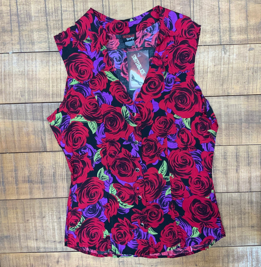 RELOVED- WESTERN ROSE BUTTON UP- LARGE