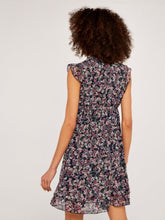 Load image into Gallery viewer, APRICOT- NAVY AND PINK FLORAL SLEEVELESS DRESS
