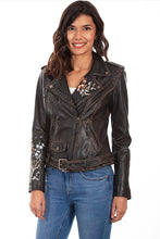 Load image into Gallery viewer, SCULLY- EMBROIDERED AND STUDDED MOTO JACKET
