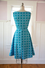 Load image into Gallery viewer, FINAL SALE HEART OF HAUTE- RETRO PATTERN BLUE DRESS
