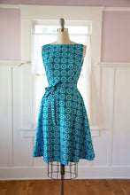 Load image into Gallery viewer, HEART OF HAUTE- RETRO PATTERN BLUE DRESS
