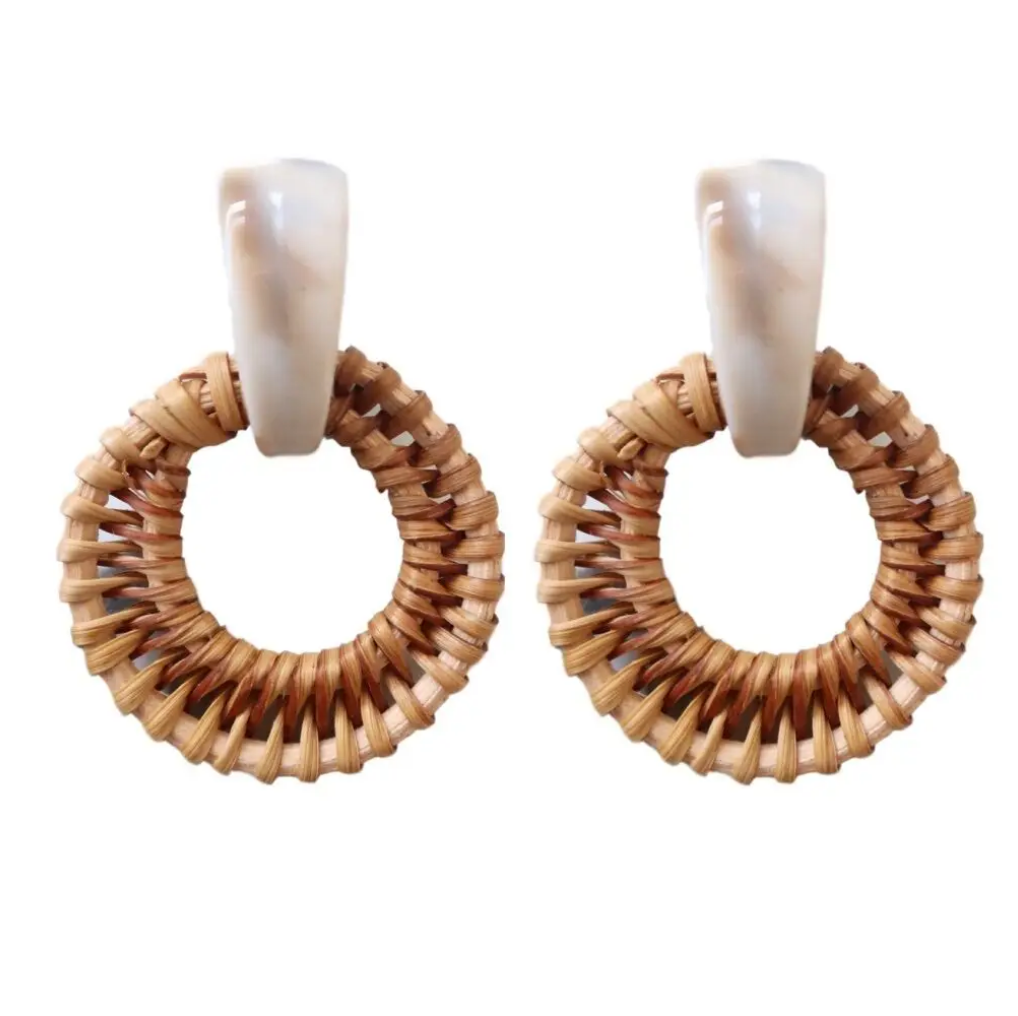 ST. ARMANDS- CREAM RATTAN EARRING