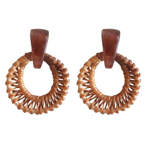 ST. ARMANDS- BROWN RATTAN EARRINGS