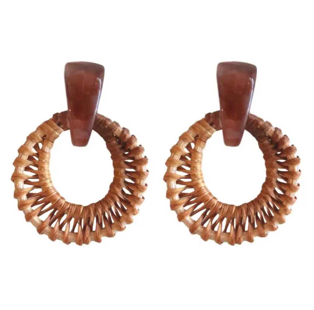 ST. ARMANDS- BROWN RATTAN EARRINGS