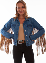 Load image into Gallery viewer, SCULLY- FRINGE DENIM JACKET
