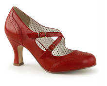 Load image into Gallery viewer, PIN UP COUTURE- FLAPPER PUMPS BLACK OR RED
