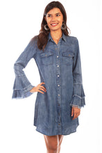 Load image into Gallery viewer, SCULLY- DENIM BLUE TIERED SLEEVE DRESS
