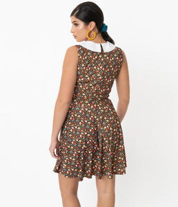 SMAK PARLOUR- BROWN MULTI-FLORAL DRESS