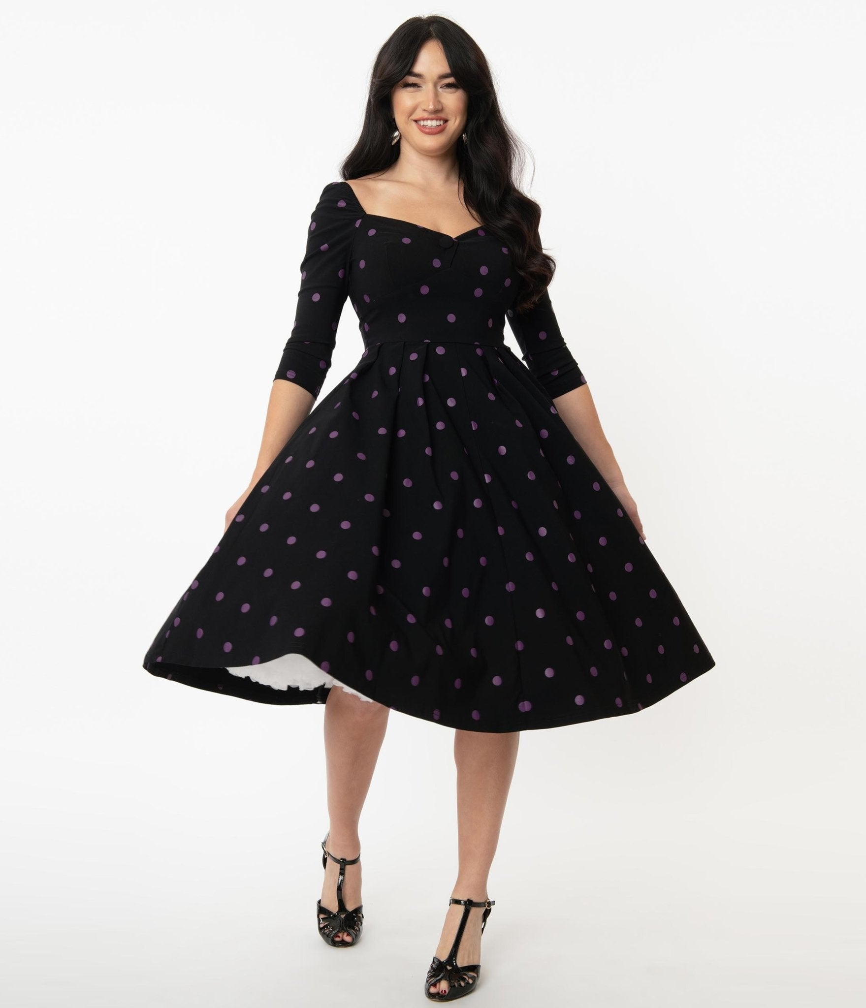 purple and black polka dot dress Black Purple Polka Dot Dress