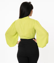 Load image into Gallery viewer, FINAL SALE UNIQUE VINTAGE- CHARTREUSE BLOUSE
