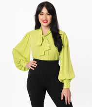 Load image into Gallery viewer, FINAL SALE UNIQUE VINTAGE- CHARTREUSE BLOUSE
