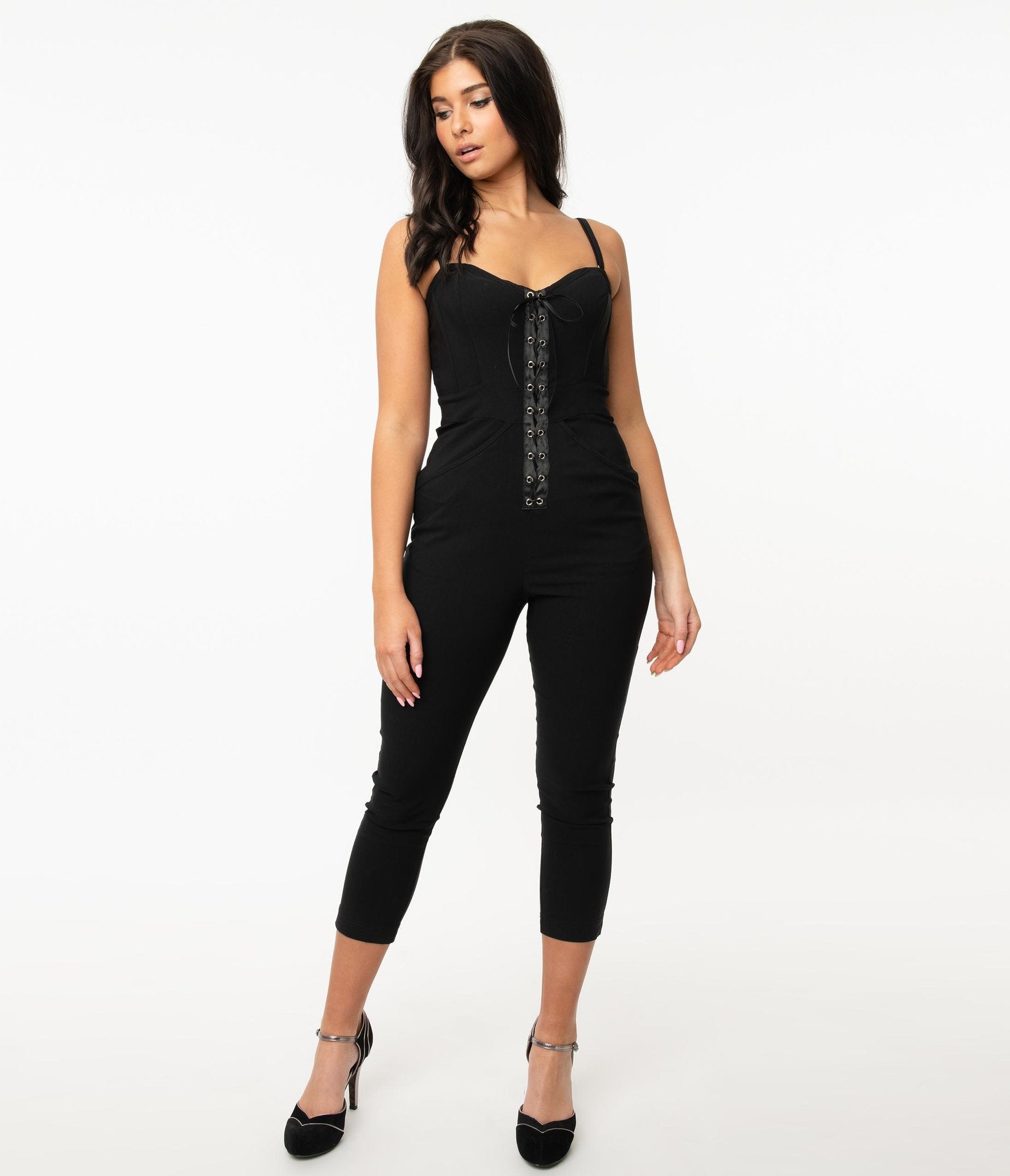 UNIQUE VINTAGE CORSET STYLE JUMPSUIT HepKat Clothing