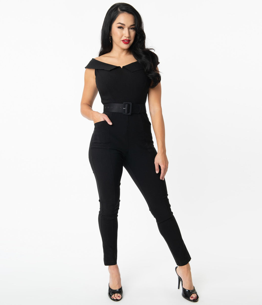 UNIQUE VINTAGE- OFF SHOULDER JUMPSUIT