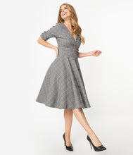 Load image into Gallery viewer, UNIQUE VINTAGE- GLEN CHECK SWING DRESS

