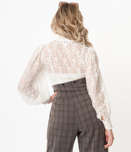 UNIQUE VINTAGE- LACE BLOUSE IN BLACK OR WHITE – HepKat Clothing
